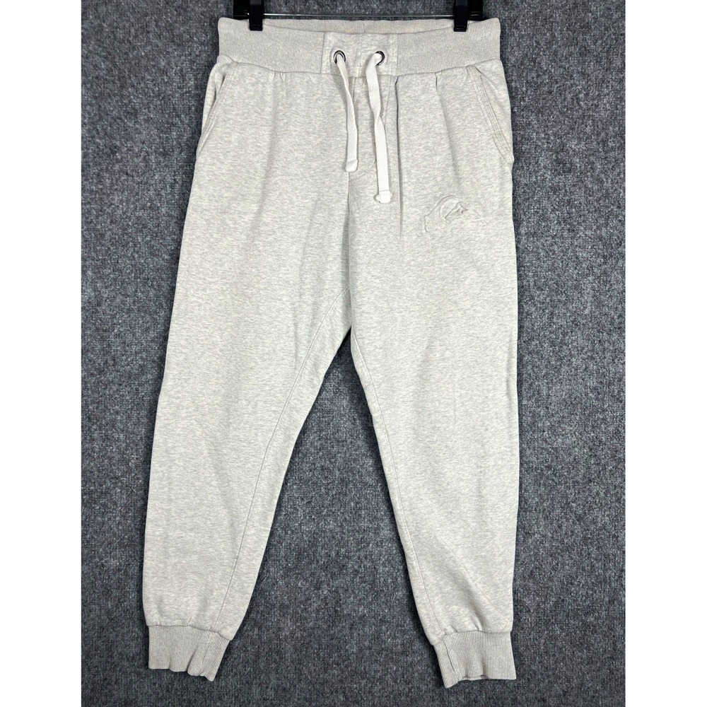Quiksilver Men's Gray Fleece Jogger Pants L Drawstring Pockets Tapered